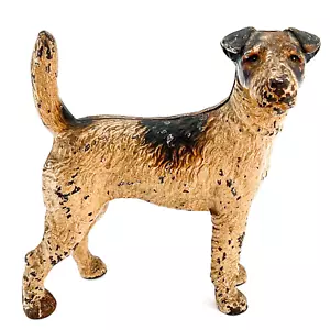 Vtg Hubley Wire Hair FOX Terrier Airedale DOG Doorstop Cast Iron Door Stop Art - Picture 1 of 13