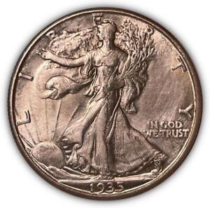 1935-D Walking Liberty Half Dollar Uncirculated UNC Coin, Heavy Cleaning #6457