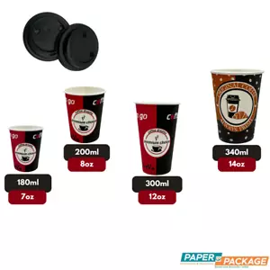 1000st Kaffeebecher to go Pappbecher Coffee cup Pappbecher 100/180/200/300/340ml - Bild 1 von 7