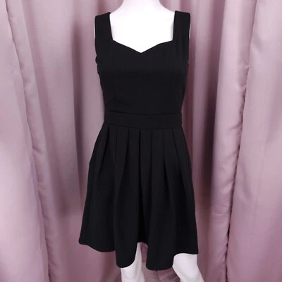 Double Zero Women's Black Sweetheart Cut Out Pleated Fit & Flare Dress Medium - Image 1 of 4