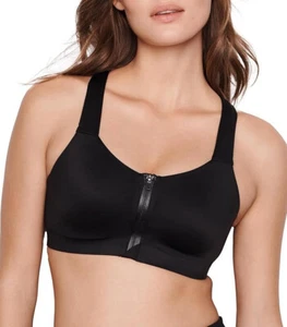 Victoria's Secret VSX Sport-BH Knockout vorne geschlossen, schlagfest schwarz neu mit Etikett - Bild 1 von 5
