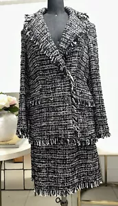 LUISA SPAGNOLI Wool Blend Tweed Double Breast Blazer Skirt Set 42/44 ITALY NWOT - Picture 1 of 24
