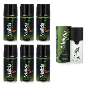 Malizia Uomo Vetyver SET 6x150ml DEO + 1x Eau de Toilette 50ml Parfum Vetiver