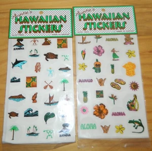 Lot of 2 HAWAIIAN ISLAND STICKERS Auntie's WAIKIKI HULA Acid Free NEW - Picture 1 of 2