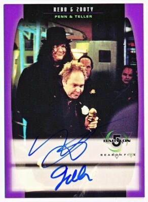 1998 Skybox Babylon 5 Season Five Penn & Teller Dual Autograph #A16 - QTY - Image 1 of 2