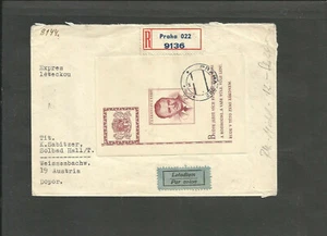CHECOSLOVAQUIA A AUSTRIA, 1948, CUBIERTA DE CORREO AÉREO CERTIFICADO CON SELLO EN LA PARTE POSTERIOR, V - Imagen 1 de 2