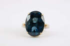 925 Silver And 14K Yellow Gold Ring With 2355Tcw Blue Topaz Size 5 1135G