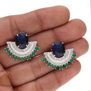 Pendientes elegantes para mujer con piedras preciosas de colores y circonitas cúbicas - Imagen 1 de 65