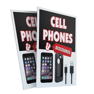 Celulares y Accesorios 24" x 36" Paquete de 2 Letreros de Tienda Plástico o Calcomanía - Imagen 1 de 4