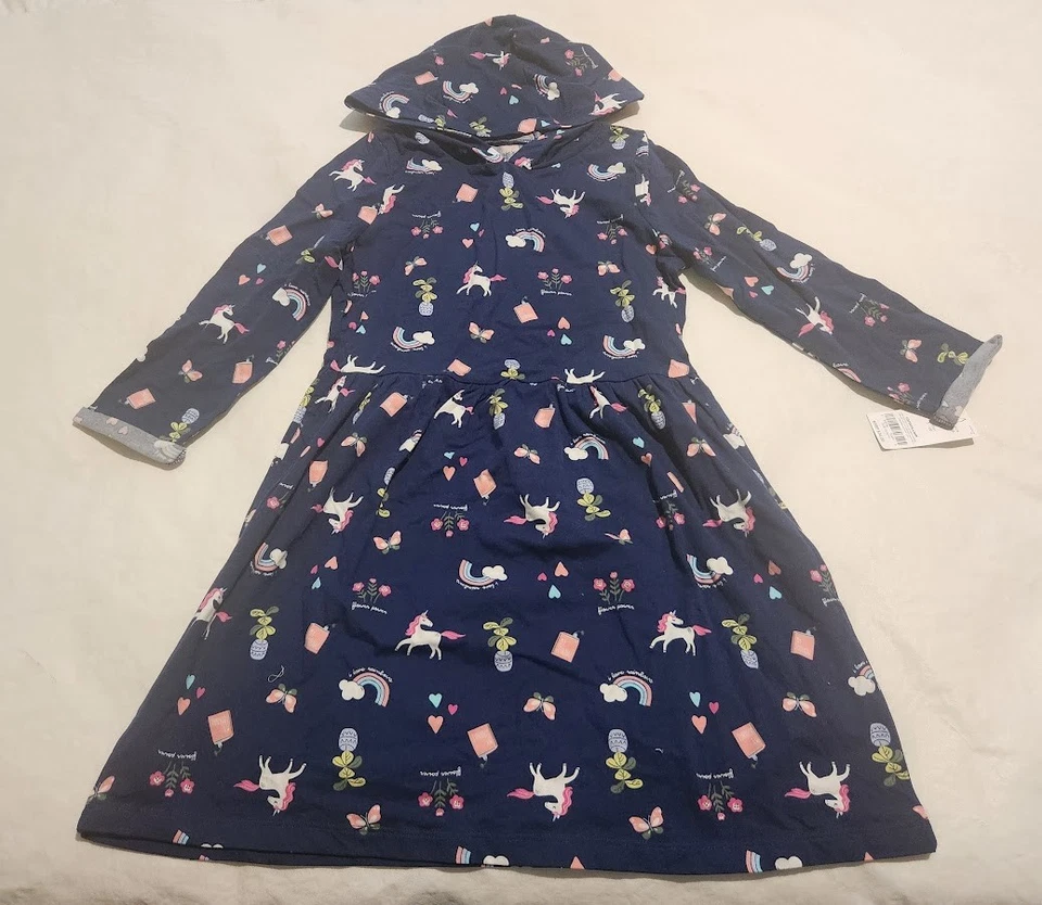NWT Carter's Unicorn Rainbow Hooded Long Sleeve Dress 7 Girls - Image 1 of 1