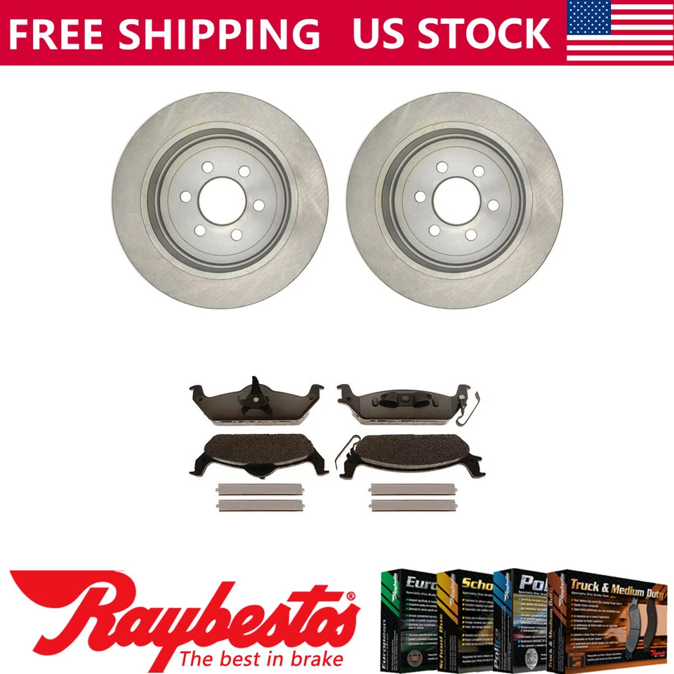 Kit de rotores de freno traseros + pastillas metálicas y herrajes para Dodge Dakota 2003-2004 Foto 1 de 4