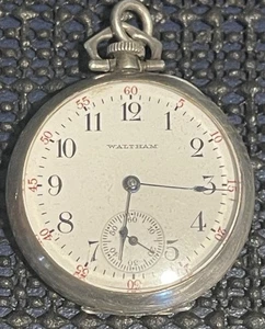 Waltham Taschenuhr von 1903 Gr. 115 Mod. Sterling Silber Gehäuse um 1900 15j 0er Jahre läuft - Bild 1 von 10