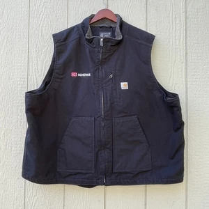 Carhartt Vest Mens 4 XL Black Canvas Loose Fit Sherpa Lined Workwear OV4277-M - Picture 1 of 15
