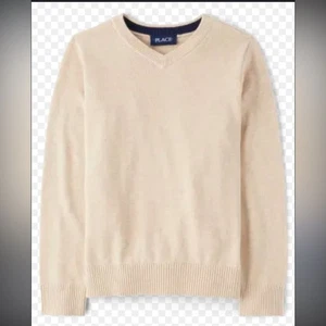Children’s Place boys tan cream sweater 7/8 medium 100% cotton - Picture 1 of 6