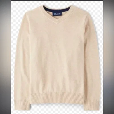 Suéter creme bronzeado Children’s Place meninos 7/8 médio 100% algodão - Imagem 1 de 4