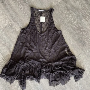 Free People Intimately Lace Top Tunic Blouse Women Size XS Brown New/tag NWT - Picture 1 of 10