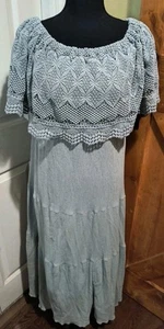 Soft Surroundings Kleid lang Maxi gesmokt Kurzarm Sea Foam blau Gr. S - Bild 1 von 7