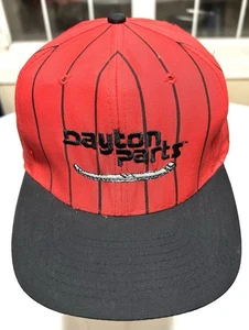 Vintage Red Pinstripe Snapback Nissin Hat Cap Dayton Parts - Picture 1 of 10