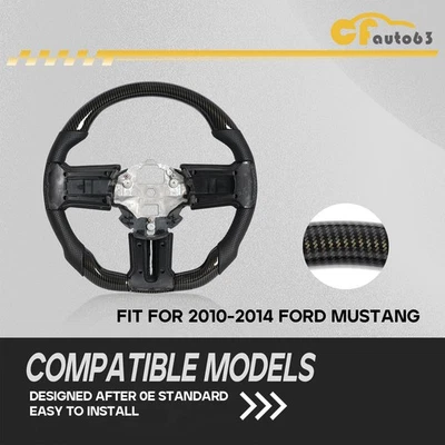 Volante de fibra de carbono HYDRO DIP apto para Ford Mustang GT 2010-2014 puntada roja Foto 1 de 4