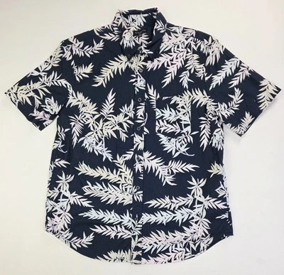 Club Monaco Slim Fit Size Large Mens Black Floral Short Sleeve Button Down Shirt - Image 1 of 4