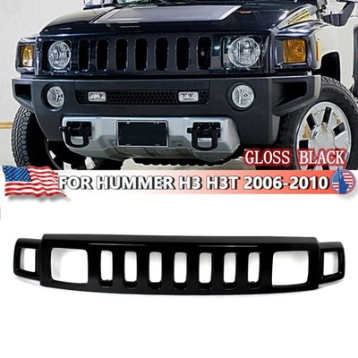 Gloss Black Front Grille Assembly For Hummer H3 H3T 2006 2007 2008 2009 2010 New - Image 1 of 4