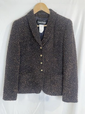 Louis Feraud Vintage UK 10 Metallic Tinsel Blazer Black Bronze Party Cocktail - Image 1 of 4