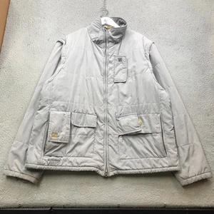Quiksilver Snow Fleece Lined Nylon Puffer Jacket Mens XL Embroidered Gray - Picture 1 of 15