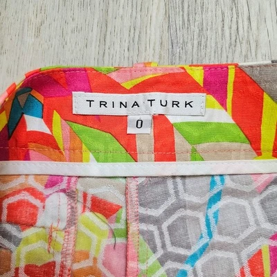 Pantalones Cortos TRINA TURK Corbin Talla 0 Geo Geométricos Colorido Bloques Foto 1 de 4