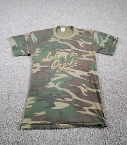 Vintage 70s 80s Paper Thin Camo Military T Shirt Medium LAKE OF THE OZARKS USA - Picture 1 of 13