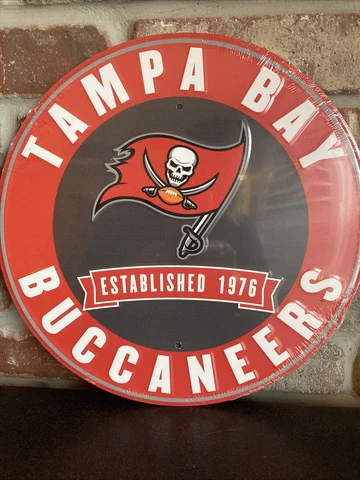 Tampa Bay Buccaneers NFL 12" Round Metal Embossed Sign Gym Mancave She Shed Cover