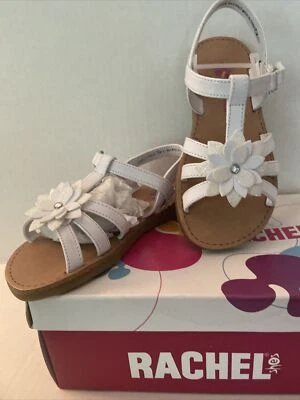 NEW Girls 10M Rachel “LIL GISELLE” White faux Patent Leather GEM SPARKLE-SANDALS - Image 1 of 4