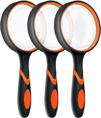 3 Pack Magnifying Glass 10X Handheld Reading Magnifier 65MM For Seniors and Kids - Image 1 of 4