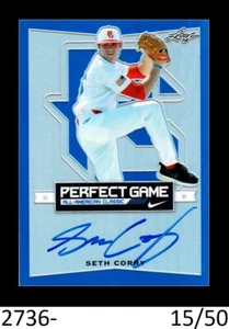 1-2016 LEAF PERFECT GAME BLUE AUTO SETH CORRY GIANTS /50 QTY - Picture 1 of 2