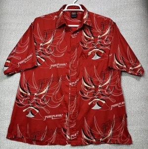 Vintage PurePlayaz Men's Button Shirt Red Short Sleeve Large - Picture 1 of 20