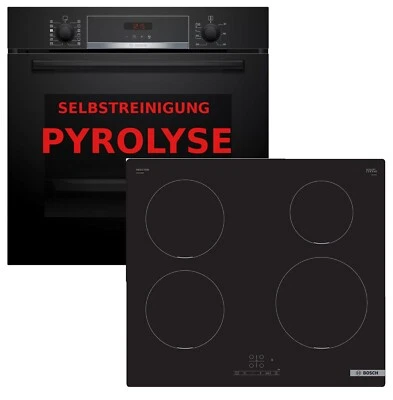 Herdset Induktion Pyrolyse Autark Bosch Einbau Backofen + Kochfeld Induktion Neu - Bild 1 von 4