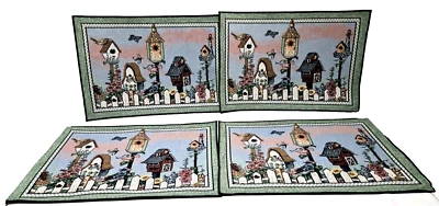 Manual Woodworkers&Weavers S/4 Tapestry Spring Easter Birdhouse Floral Placemats - Image 1 of 4