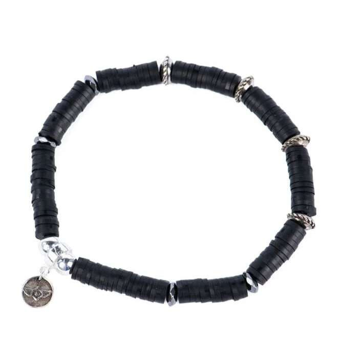 Invicta Elements Men's Black Rubber Stack & Metal Bracelet (35969)