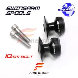 Billet Black M10 Rear Swingarm Spools Twall For ZX-10R Ninja 05 06 07 08 09 10 - Picture 1 of 4