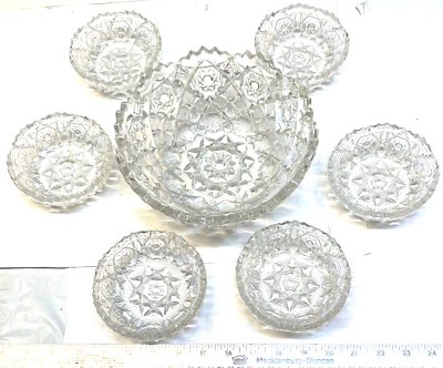 VINTAGE Alta Calidad Muy Elegante Vidrio Trifle/Frutero 7 Piezas, Muy Ornamentado Foto 1 de 4