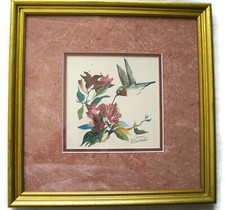 Ruby-throated Hummingbird Azalea Bush Lithograph Print Artwork by B Sumrall