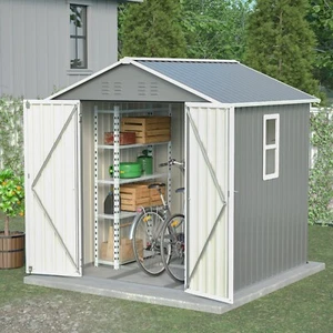 Metall Geräteschuppen Gerätehaus Garten Schuppen Gartenhaus mit Fundament - Bild 1 von 16