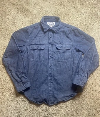 Schott Bros Men’s Classic Button Up Flannel Shirt Blue Size Medium - Imagem 1 de 4