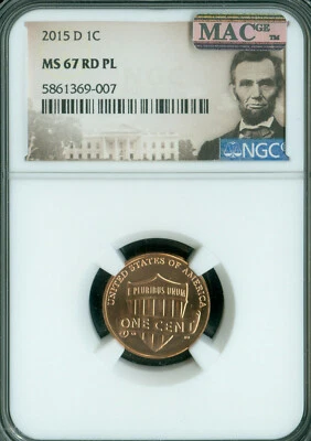 2015 D SHIELD CENT NGC MS67 PL RED PQ MAC SPOTLESS . - Image 1 of 2