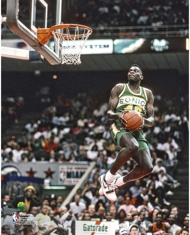 Shawn Kemp Supersonics All-Star 1990 Slam Dunk Contest Sideways Dunk 8x10 Photo Cover