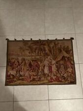 vintage persian tapestry cooking and playing instruments