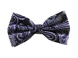 New Men's BUTTERFLY Design PURPLE / BLACK Pre-tied Bow tie Prom Wedding Formal - Picture 1 of 1