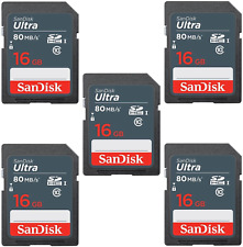 Lot of 5 SanDisk Ultra 16GB SDHC Class 10 48MB/s C10 SDSDUNS-016G SD Camera Card