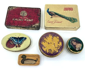 Vanity Powder and Cigarette Tin Lot 6 Melba US Atos Halbe-Funf Ration German Vtg - Picture 1 of 15