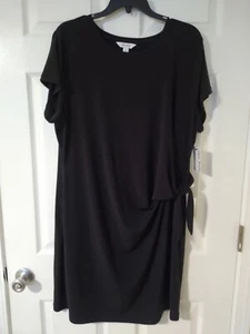 Nine West Ruched Side w/Tie Sheath Dress Size XXL Black New (RT004K) - Picture 1 of 8