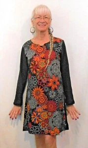 JAYLI NEPAL Jubiläum HANDMADE BLUMEN BAUMWOLLE Kleid LANGARM Fair Trade - Bild 1 von 2
